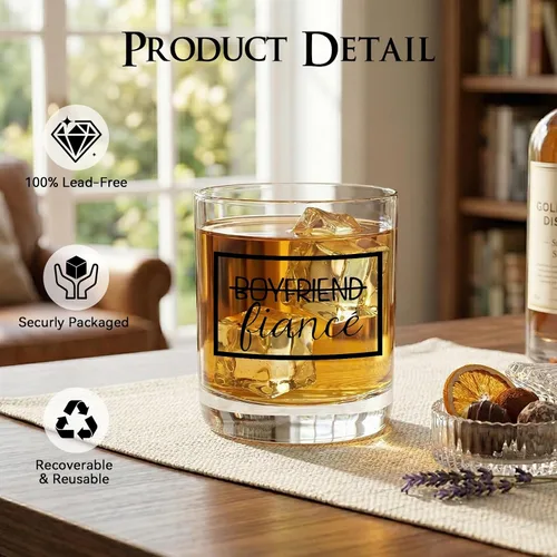 Vista 3 de comfit Regalos de compromiso para parejas: regalo de compromiso para parejas recién comprometidas, regalo de compromiso, copa de whisky de vino
