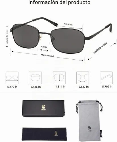 Vista 5 de SOJOS Retro Polarized Oval Sunglasses for Women Men Trendy Classic Shades UV400 Protection SJ1177 Negro/Gris