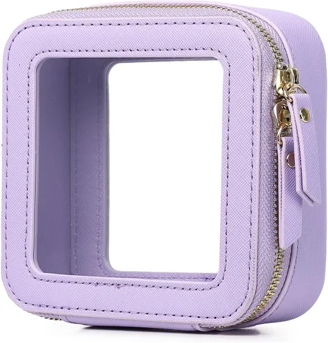 Vista 77 de Pinkmik Pequeña bolsa de maquillaje, mini estuche transparente para maquillaje y neceser con cremallera, organizador de bolsos para mujer