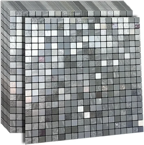 Vista 8 de Azulejos de Respaldo de Metal Despegar y Pegar para Cocina Decoración de Pared 3D Azulejos de Mosaico de Aluminio para Baño, 12"x12"x0.15