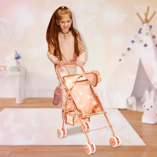 Vista 6 de My First Baby - Cochecito de muñeca para niñas de 3 años, niños pequeños Cochecito de bebé plegable para muñecas, cochecito de juguete