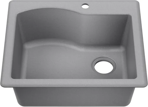 Vista 18 de KRAUS Quarza - Fregadero de cocina de granito de instalación empotrada/sobre encimera de un solo seno, 25 pulgadas, color negro, KGD-441BLACK