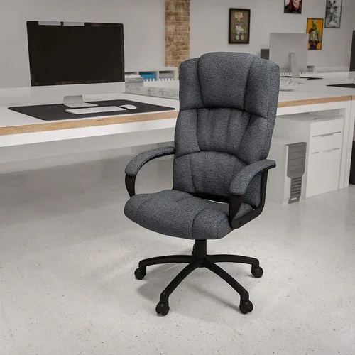 Vista 2 de Flash Furniture Rochelle Silla de oficina giratoria ejecutiva de tela gris con brazos