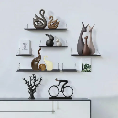 Vista 4 de Figura de estatua familiar de elefante de cerámica, mamá, papá y bebé, arte de animales, escultura de porcelana, decoración del hogar para sala