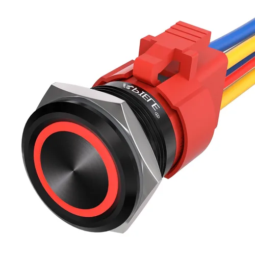 Vista 10 de APIELE Interruptor de botón momentáneo de 10 A, 22 mm, LED ojo de ángel, impermeable, redondo, autorresetable, 7/8'', 1NO 1NC