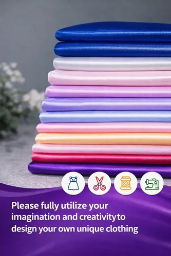 Vista 7 de Tela de satén de 2 yardas, color liso para vestidos de novia, manualidades de moda, disfraces, decoración, satén sedoso, 44 pulgadas