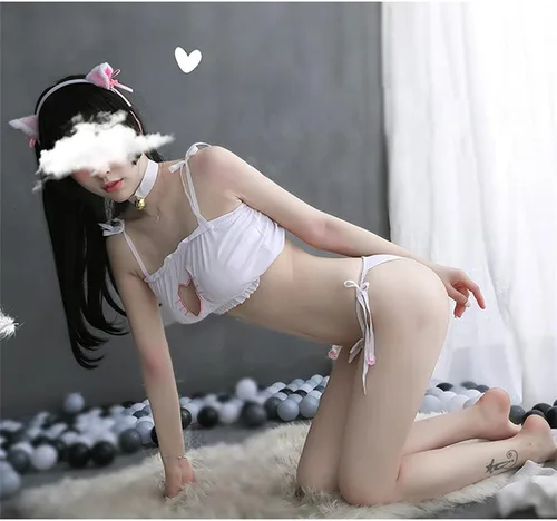 Vista 4 de Lencería japonesa de anime lindo traje de gato Cosplay traje de anime bikini sexy