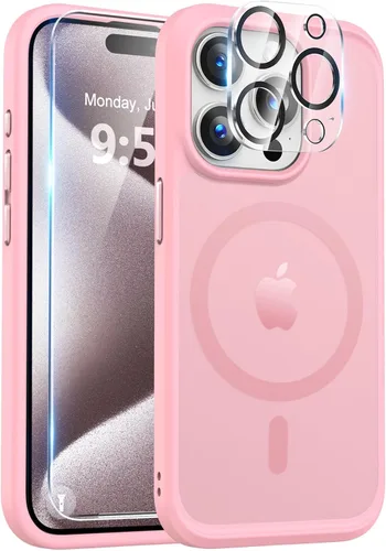Vista 38 de BossKiss Funda compatible con iPhone 15 Pro, compatible con MagSafe, pantalla y protector de cámara, magnética, translúcida, mate, para mujeres