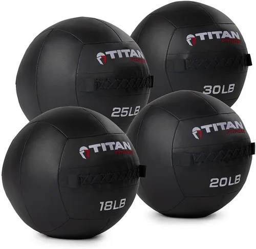 Vista 11 de Titan Fitness LB Soft Shell - Bola de pared medicinal con laminado de policompuesto y textura cruzada, agarre antideslizante para lanzar, fuerza