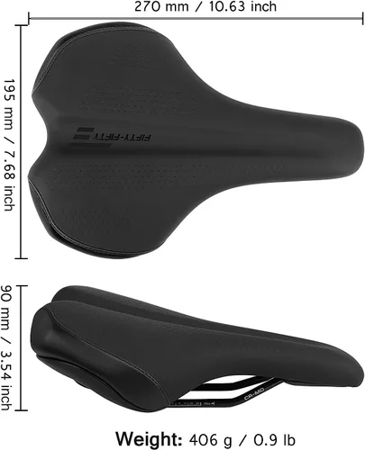 Vista 5 de FIFTY-FIFTY Sillín de bicicleta de montaña, cómodo asiento de bicicleta de espuma viscoelástica, suave e impermeable para hombres y mujeres