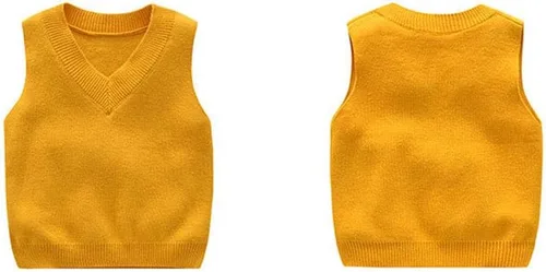 Vista 2 de PTPUKE Chaleco de punto sin mangas con cuello en V para bebés, niños y niñas