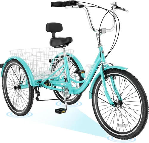 Vista 13 de ABORON Triciclo para adultos, bicicleta de 3 ruedas para adultos, triciclo para adultos, llantas de doble pared, triciclo para mujeres y hombres
