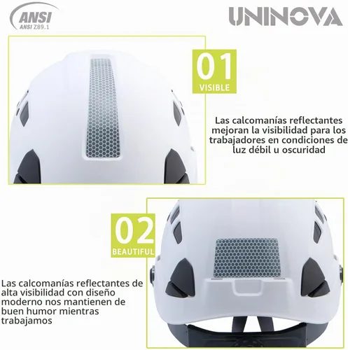 Vista 3 de Cascos de Construcción UNINOVA Casco de seguridad OSHA con suspensión ajustable de 6 puntos