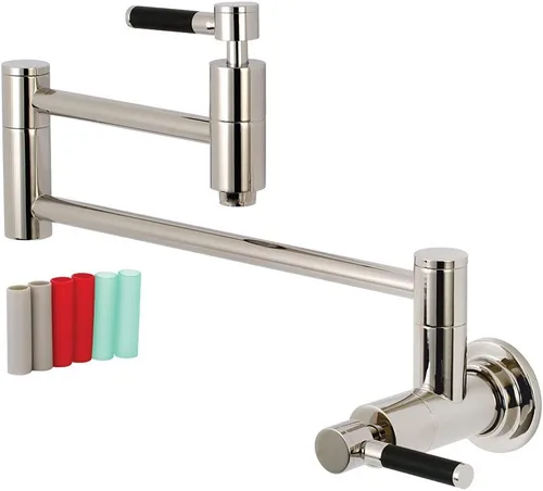 Vista 4 de Kingston Brass KS810DKLAC Concord - Grifo de cocina con relleno de olla de montaje en pared, cobre antiguo