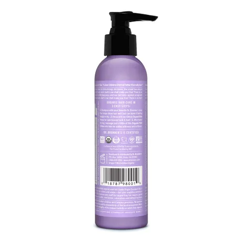 Vista 2 de Acondicionador de pelo y crema de peinar Dr. Bronner de lavanda y coco, crema, 6 onzas líquidas