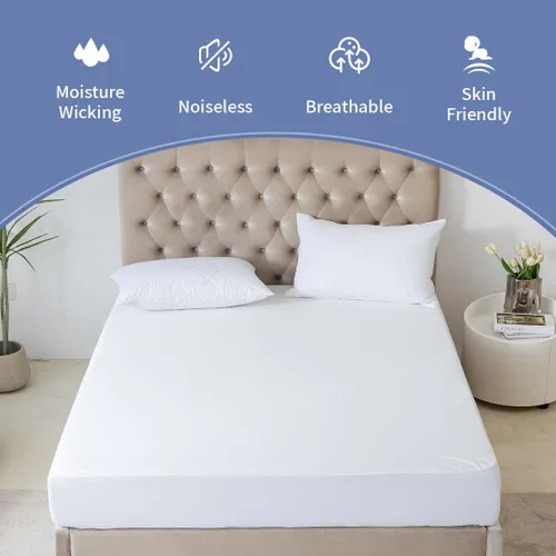 Vista 5 de Protector de colchón individual - Funda de colchón suave 100% impermeable y refrescante (39 x 80 pulgadas) Tamaño de cama suave, transpirable