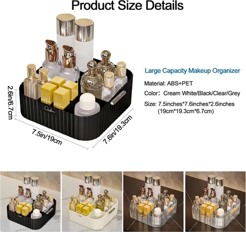 Vista 6 de DASITON Organizador de maquillaje acrílico, soporte para brochas de maquillaje con 9 ranuras, almacenamiento de maquillaje con asa, organizador