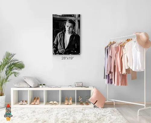 Vista 3 de HB Art Design James Dean in Rebel Without a Cause Movie Black Movie - Lienzo decorativo en blanco y negro para pared, diseño de icono americano