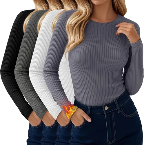 Vista 12 de Paquete de 4 camisas térmicas de manga larga acanaladas