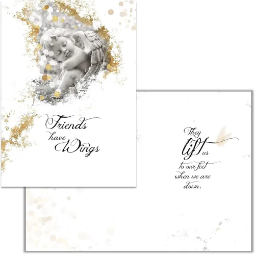 Vista 3 de Smiling Wisdom - Angel Twist - Friends Have Wings, They Lift Us to Our Feet When We Fall Tarjeta de felicitación y collar - Mejor amiga