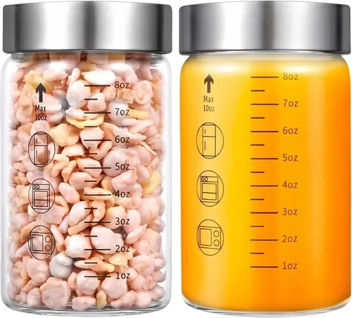 Vista 12 de Botellas de vidrio para jugo con tapas, botellas de agua de vidrio de boca ancha de 6 onzas para jugos, proteínas, batidos, leche, tapas de acero