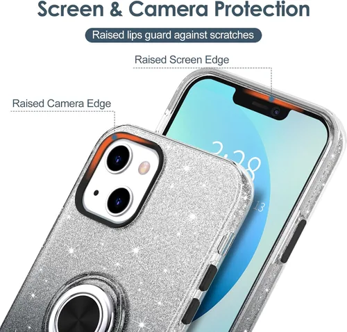 Vista 3 de Hython para iPhone 13 Funda con Soporte de Anillo [Soporte Magnético Giratoria de 360° con Anillo] [Soporte para Montaje en Coche] Funda de Teléfono