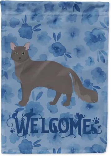 Vista 91 de Caroline's Treasures CK4813CHF - Bandera de bienvenida con gato abisinio azul, manga grande, para porche, para colgar en la pared, poliéster