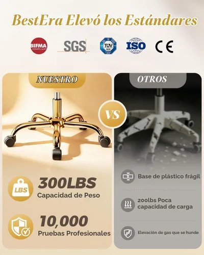 Vista 6 de Silla de tocador con ruedas, silla de oficina en casa chapada en titanio dorado, 300 libras, moderna silla giratoria de terciopelo para maquillaje