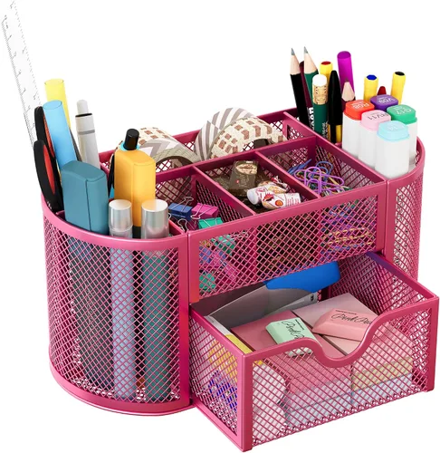 Vista 15 de Organizador para escritorio EasyPAG, malla metálica, 9 compartimentos, gavetas para escritorios con bandeja, Negro