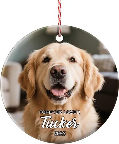 Vista 6 de Adornos de Navidad personalizados para perros 2025 – Adornos de foto de mascota personalizados para decoraciones de árboles de Navidad, adorno