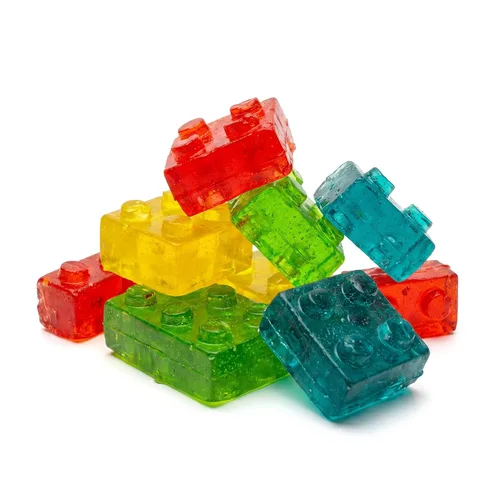 Vista 5 de NY Spice Shop Building Blocks Gomitas 3D - Gomitas Rellenas de Jalea de 1 Libra - Paquete Variado de Dulces - Aperitivos Masticables de Fruta Jugosa