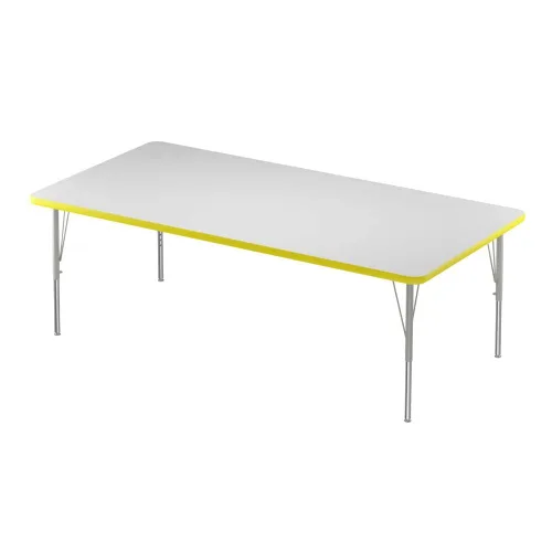 Vista 83 de Correll - Mesa rectangular de actividades para el aula de 30 x 60 pulgadas, altura ajustable (19-29 pulgadas), parte superior de granito gris, borde