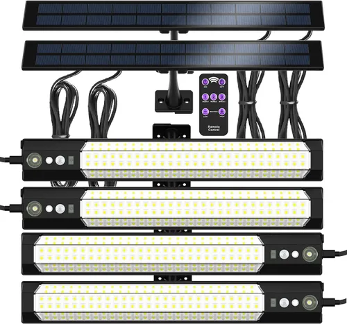 Vista 10 de Luces con sensor solar, iluminación de alto brillo para exteriores, detección de movimiento, panel de carga solar independiente, iluminación manual