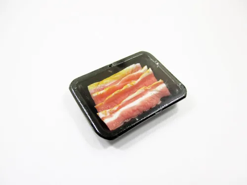 Vista 6 de Casa de muñecas Alimentos en miniatura Tocino crudo Carne Supermercado Alimentos Pack Bandeja 16719