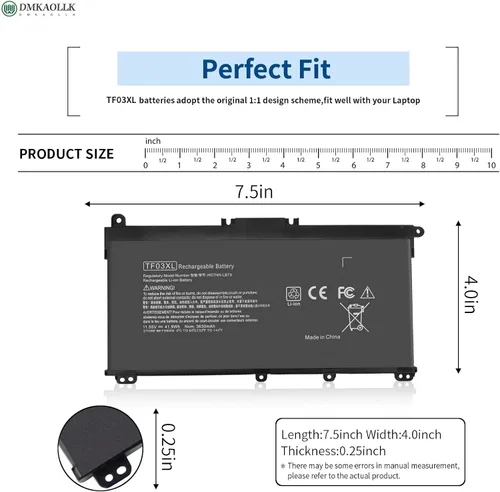 Vista 2 de DMKAOLLK TF03XL 920070-855 Batería para HP Pavilion 15-cc1xx 15-cc5xx 15-cc0xx 15-cc665cl 15-cc563st 15-cc123cl 15-cd0xx 14-bf Pavilion X360 45.9