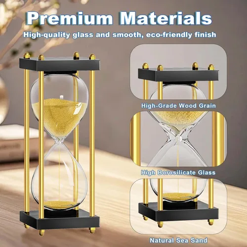 Vista 8 de Reloj de arena de arena de 30 minutos: reloj de arena de madera pequeño, reloj de arena, reloj de arena de oro antiguo 30 minutos, reloj de arena