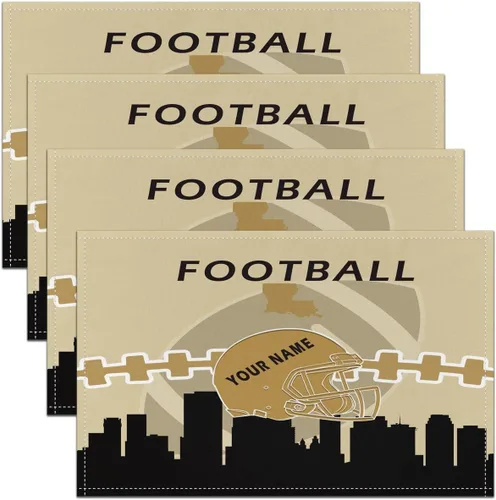 Vista 9 de Erosebridal Juego de 4 manteles individuales personalizados de fútbol de 12 x 18 pulgadas, manteles individuales para adultos, manteles individuales