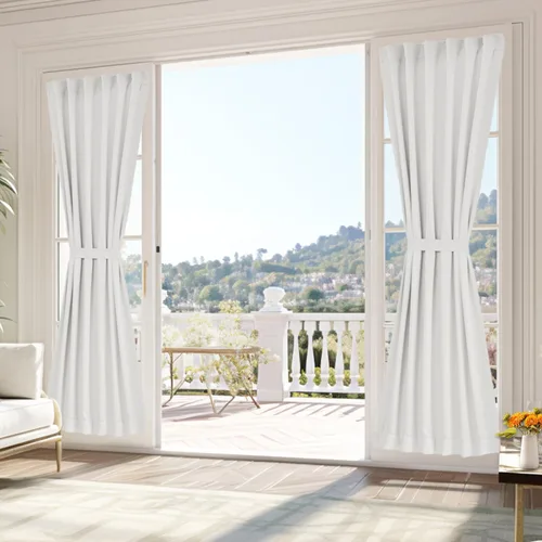 Vista 14 de Vatge Cortinas laterales autoadhesivas para puertas de cristal, sin taladro, extraíble, panel de filtrado de luz, 1 panel, 12 pulgadas de ancho x 60