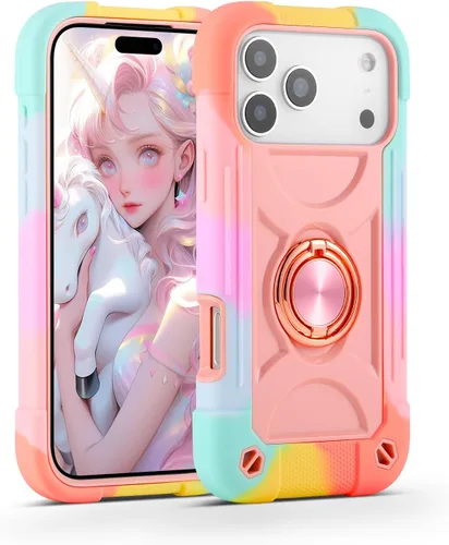Vista 23 de MARKILL Funda compatible con iPhone Air de 6.5 pulgadas 2025 con soporte de anillo giratorio de 360 grados, protección contra caídas de grado