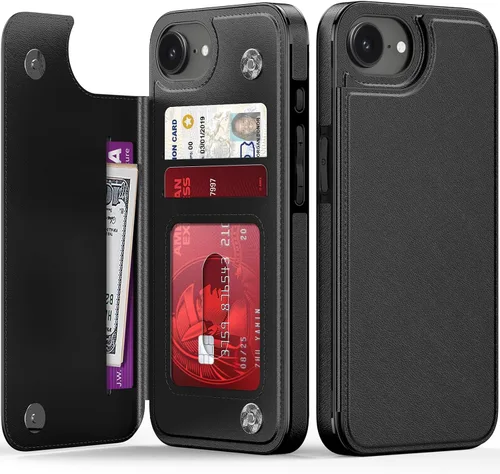 Vista 38 de LETO para iPhone 15 Pro Funda tipo cartera - Tapa tipo folio con patada - Diseños de moda - Tarjetero - Funda protectora para mujeres y niñas - 6.1