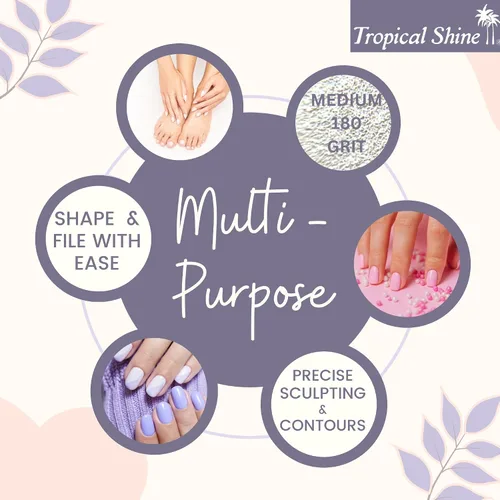 Vista 2 de Tropical Shine Jumbo Zebra 180 Colossal Collection – 6 limas de uñas para cuidado profesional de uñas y modelado – Juego de limas de uñas de grano
