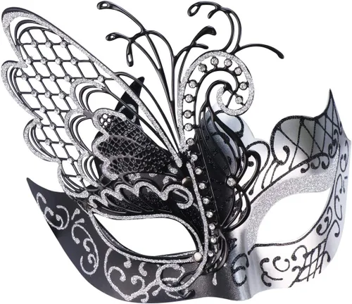Vista 6 de Antifaz con diseño de mariposa veneciana misteriosa para fiesta de Halloween