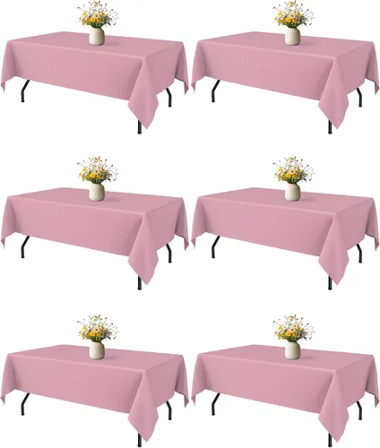 Vista 15 de Niuara Mantel de Mesa Rectangular Negro - Paquete de 6, 60" × 84" Mantel de Tela Lavable para Mesas de 5 Pies, Resistente a las Arrugas y a Prueba
