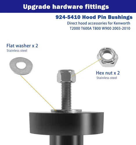 Vista 6 de 924-5410 Kit de pasadores de capó para Kenworth T600/T600A, T800, W900 T2000, T400, T440, T450, T470, T660 Reemplazo de polietileno