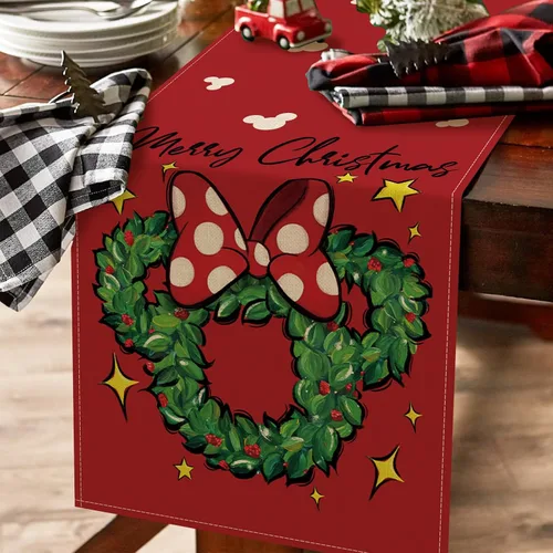 Vista 5 de Seliem Corona Navideña con Guirnalda de Mesa, Arco de Puntitos Rojos de Navidad, Decoración de Mesa de Cocina y Comedor, Decoración Navideña