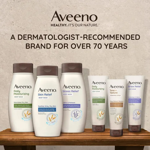 Vista 7 de Aveeno Exfoliante Corporal Hidratante Diario, Gel de Baño Exfoliante para una Piel más Suave y de Aspecto más Saludable, Fórmula Calmante de Avena