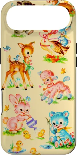 Vista 27 de Vintage Baby Animals Nursery 50's Retro Yellow Case for iPhone 17