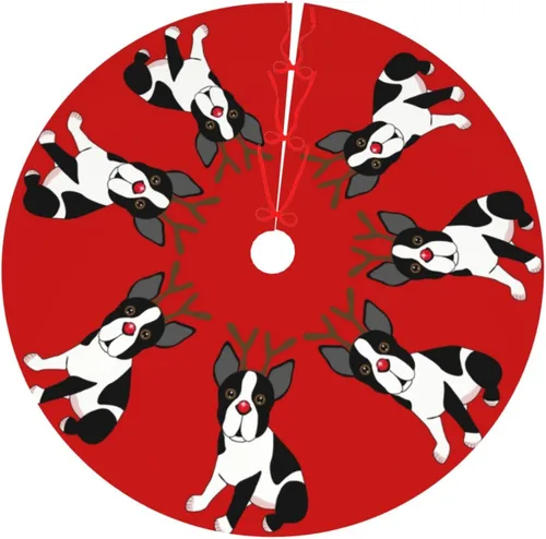 Vista 35 de A Brood of Chickens - Falda de árbol de Navidad de 30 pulgadas con borde de cuadros búfalo rojos y negros, decoración para Feliz Navidad, casa