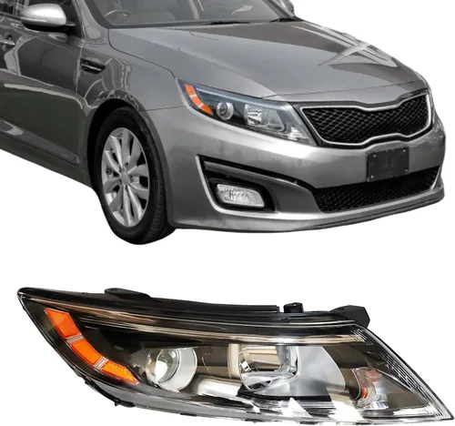 Vista 11 de Para faros halógenos de lado del conductor izquierdo 2014 2015 Kia Optima EX LX Proyector Carcasa negra sin DRL (Solo para modelo de EE. UU.)