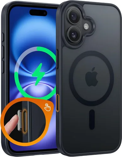 Vista 131 de FNTCASE - Funda para iPhone 16 Pro: magnética, mate, translúcida, de grado militar, protectora contra caídas, resistente, fina, duradera y a prueba